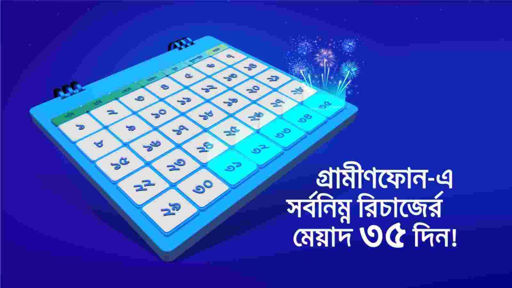 গ্রামীণফোনের সর্বনিম্ন রিচার্জের মেয়াদ ৩৫ দিন